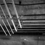 gray scale photo of a staircase