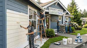 volunteers painting 